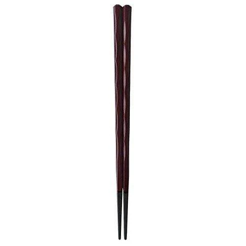 Fukui Craft Japan Teak Brown Hexagonal Rough-Carved Double-Lacquered Non-Slip Chopsticks 22.5Cm