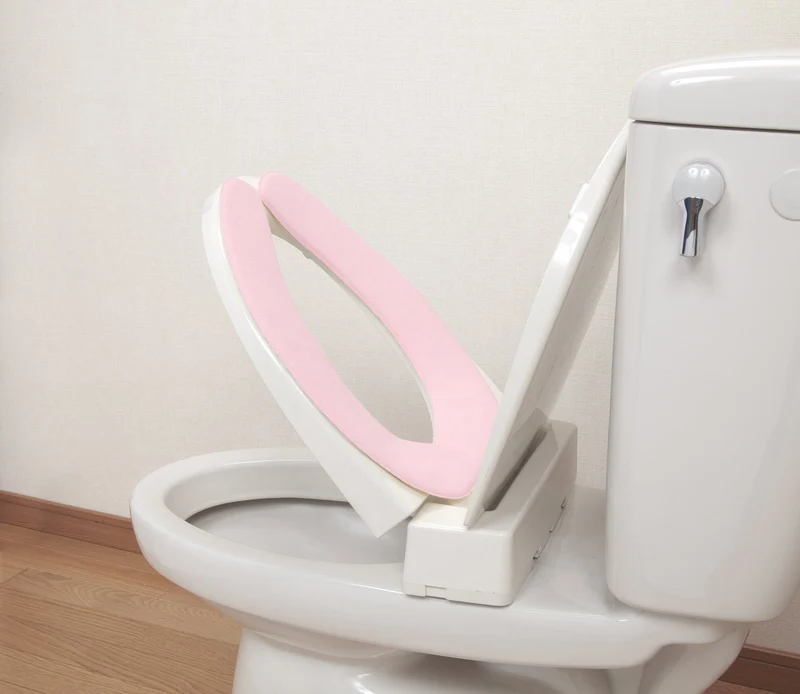 Sanko Mitsuba Kc-75 Japan Non-Slip Toilet Seat Cover Pink Adhesive Soft