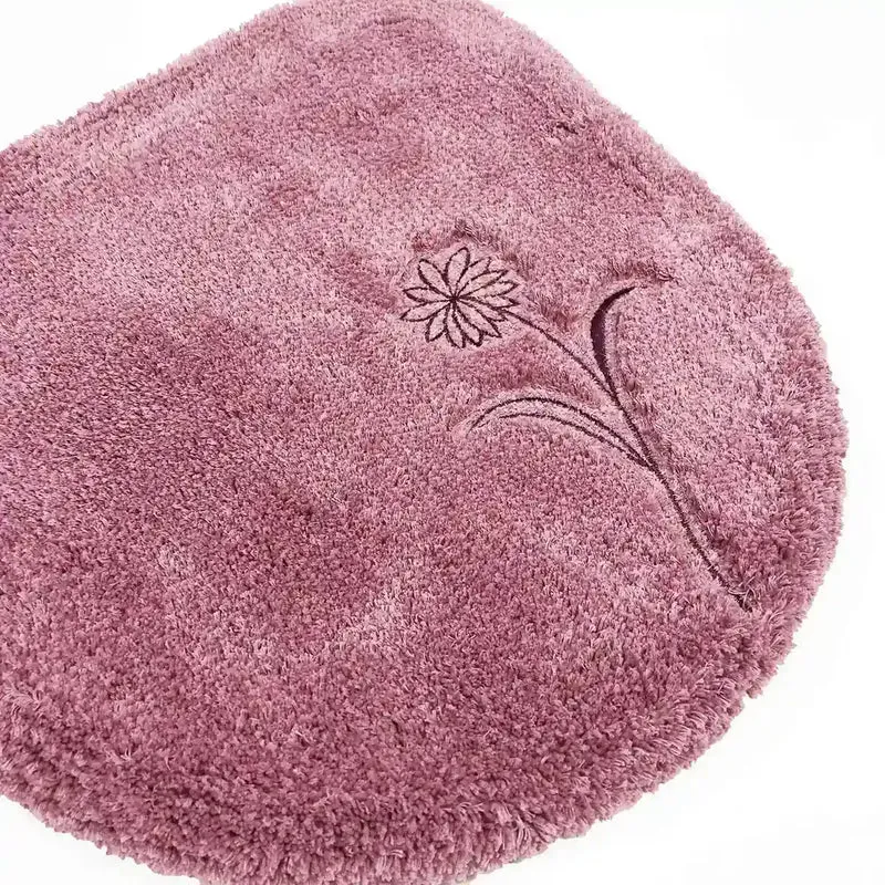 Senko Japan Sway Toilet Lid Cover W/ Pink Flower Embroidery - Modern 19510