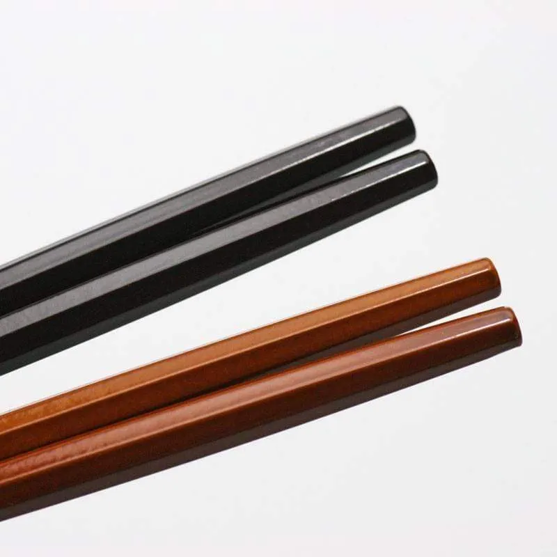 Fukui Craft Japan Octagonal Double-Lacquered Non-Slip Chopsticks 22.5Cm Shunkei Lacquer Brown