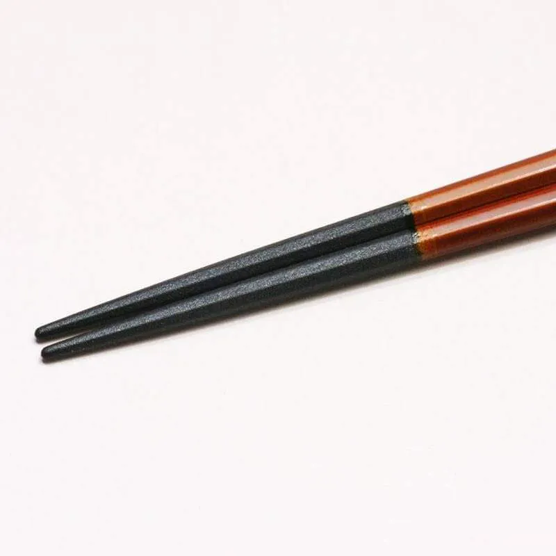 Fukui Craft Japan Octagonal Double-Lacquered Non-Slip Chopsticks 22.5Cm Shunkei Lacquer Brown