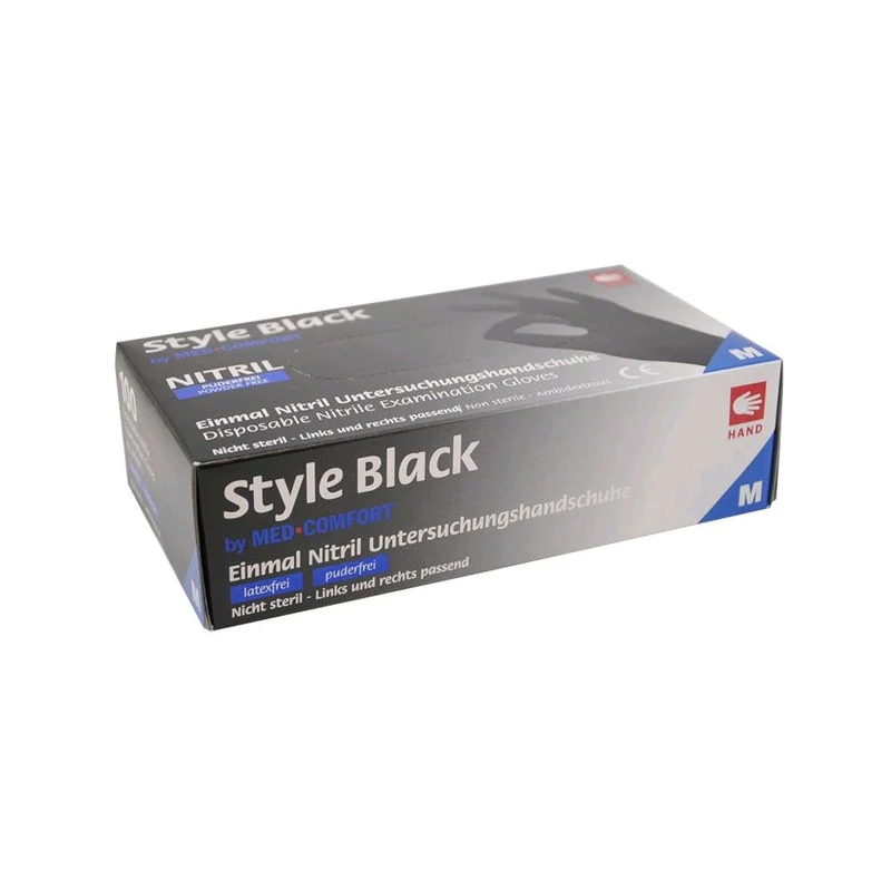 Ampri Style Black - Nitril Handschuhe schwarz, puderfrei, 100 St.