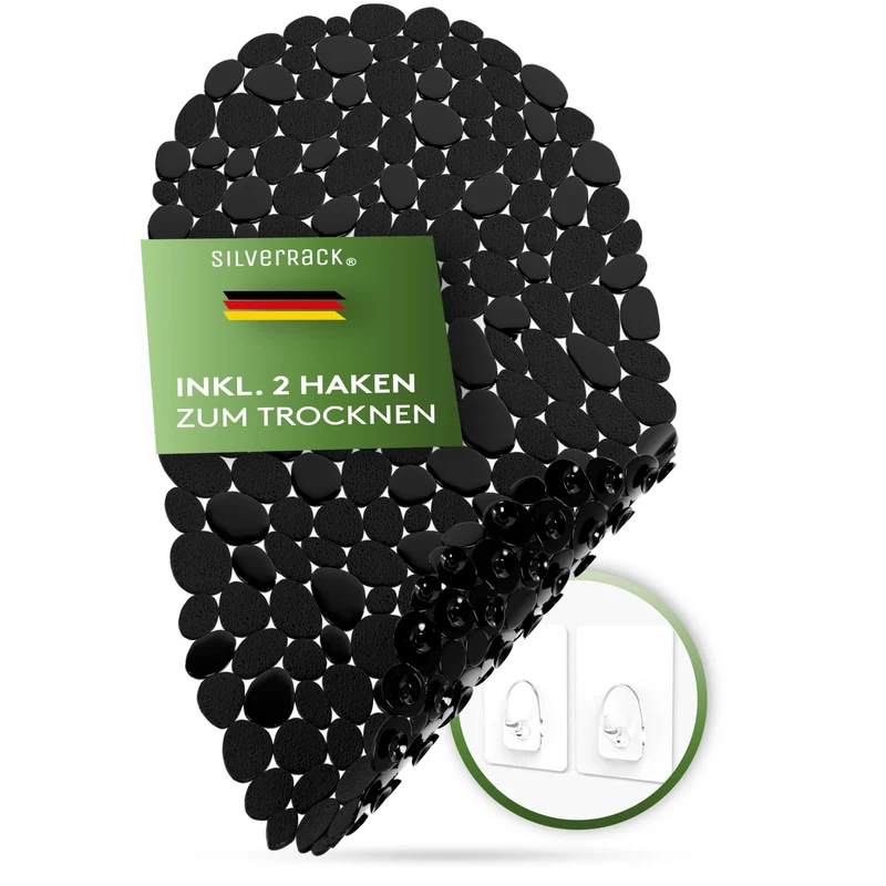 SilverRack DermaSensitivo Badematte rutschfest – 69 x 36 cm, Schwarz