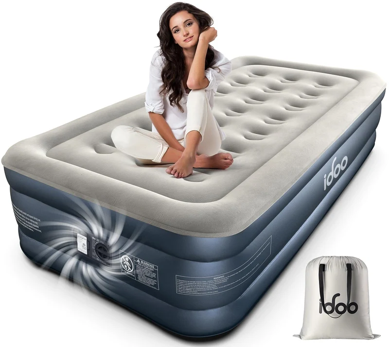 iDOO Einzel-Luftmatratze selbstaufblasend – 100x190x46 cm, integrierte Pumpe, max. 250 kg