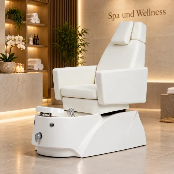 SPA Pediküre Sessel, Pediküre Stuhl mit Waschbecken Gentel Luxus-Fußpflegewanne, LED-Beleuchtung in Weiß