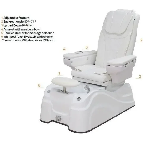 SPA Pediküre Sessel, Pediküre Stuhl mit Waschbecken mit Shiatsu Massagesystem und Fußwanne, Caln Luxus-Pediküre-Stuhl
