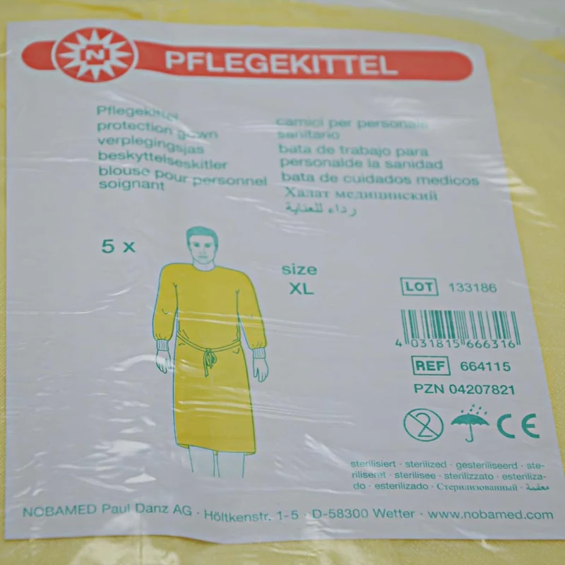 Pflegekittel aus Vliesstoff von Noba, gelb, 5 Stück, 2 Gr.