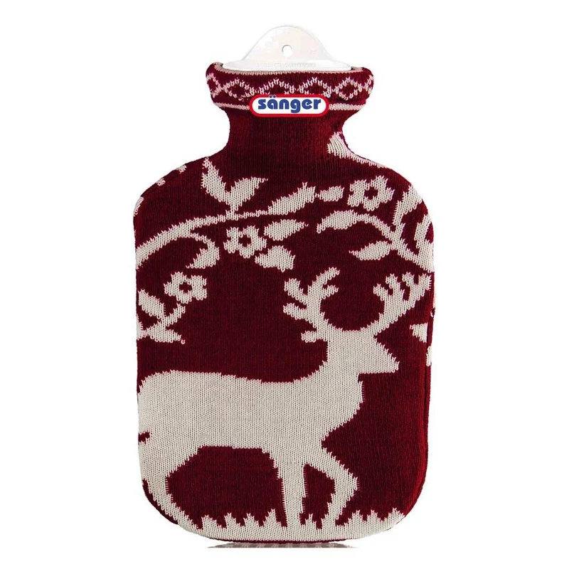 Sänger 2 L Gummi-Wärmflasche inkl. Strickbezug, versch. Farben/Muster