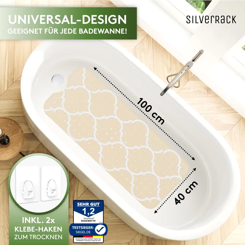 SilverRack DermaSensitivo Badematte weich – 100x40 cm, BPA-frei, Beige Vanille