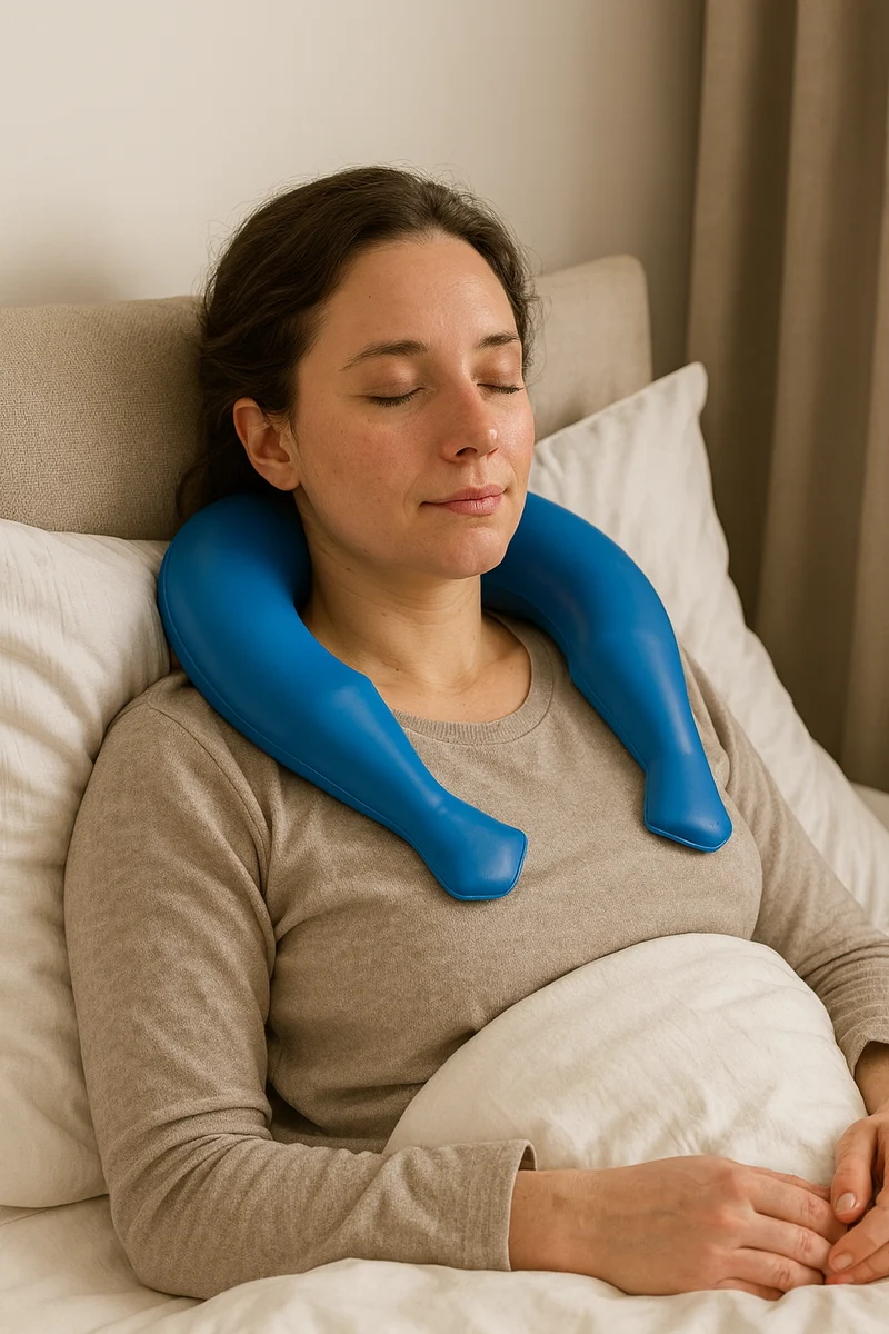 Sänger Ergonomische Nackenwärmflasche aus Gummi, ohne Bezug, Blau