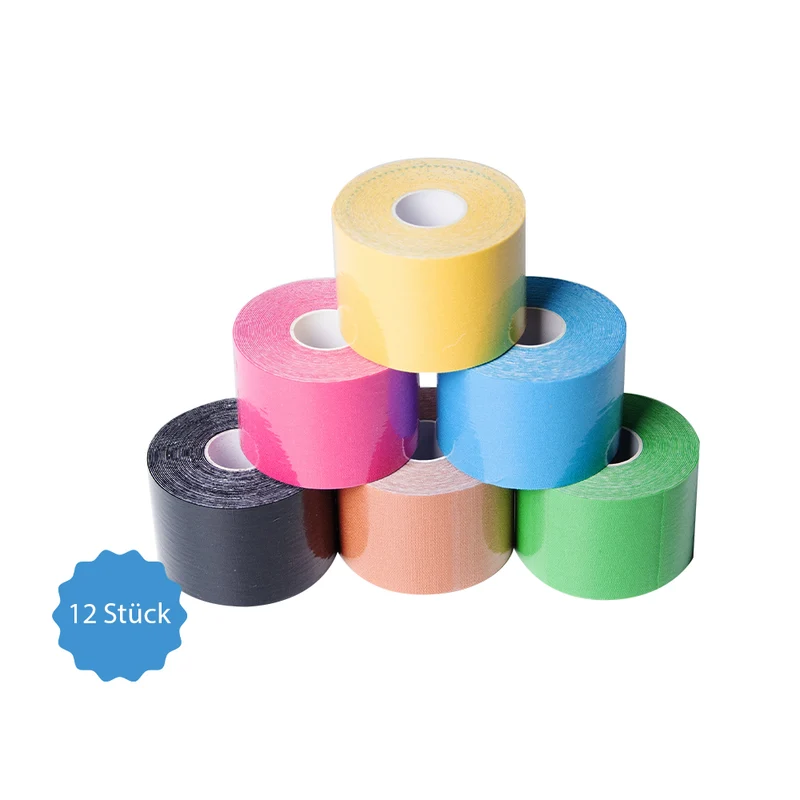 Medicalcorner24 Power Kinesiologie Tape, 5 cm x 5 m, 12 Rollen in 6 verschiedenen Farben