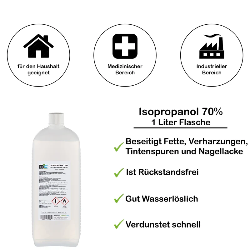 Isopropanol 70 %, Isopropylalkohol Reinigung, 12x1 Liter