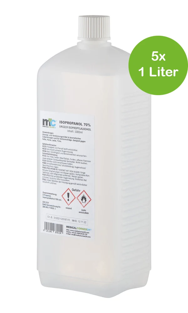 MC24 5 x 1 Liter Isopropanol 70%, Isopropylalkohol, 2-Propanol Alkohol