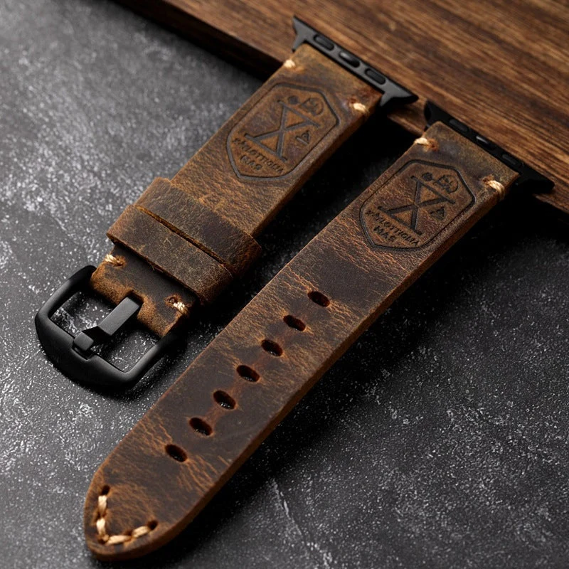 Handgefertigtes Vintage Leder-Apple-Watch-Armband