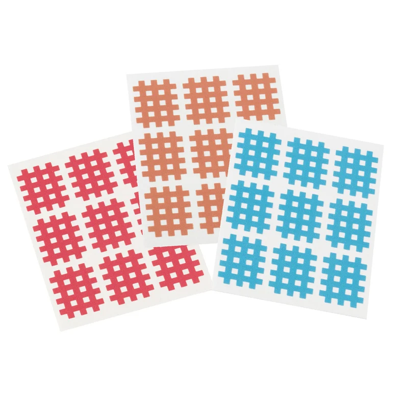 Medicalcorner24 Gittertapes – Cross Patches 2,7 x 2,1 cm, 18 Bögen à 2 Stück in 3 Farben