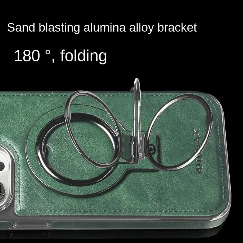 Luxuriöse Lederhülle mit integriertem, klappbarem Ring-Ständer für das iPhone