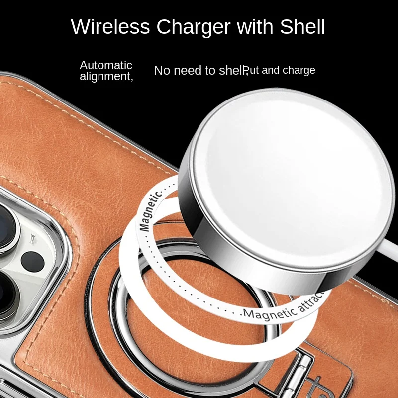 Luxuriöse Lederhülle mit integriertem, klappbarem Ring-Ständer für das iPhone