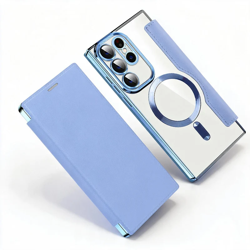 Magnetische Samsung Flip-Hülle | Lederoptik mit Kartenfach