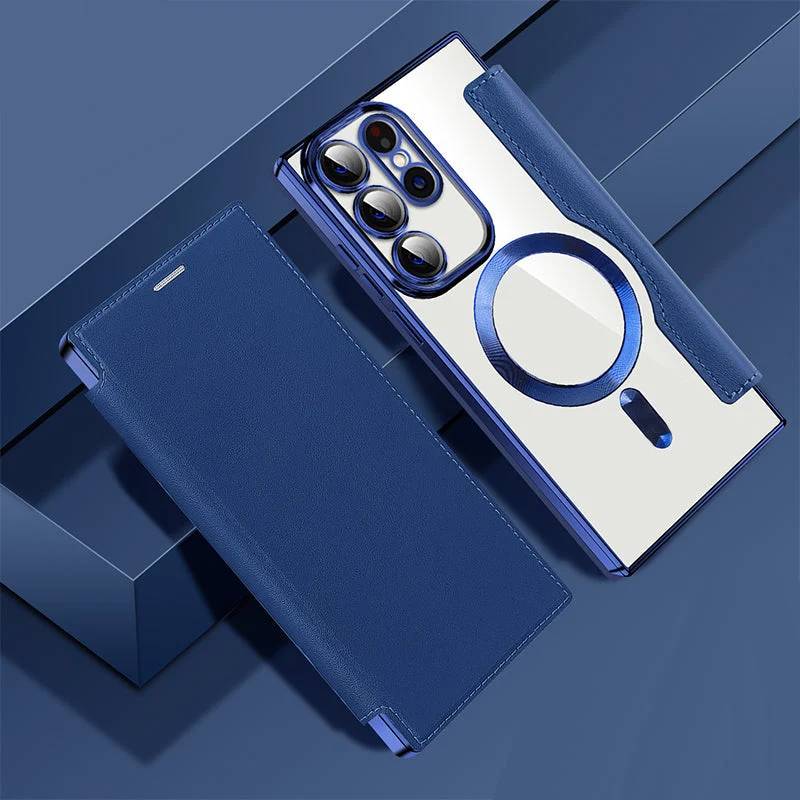 Magnetische Samsung Flip-Hülle | Lederoptik mit Kartenfach