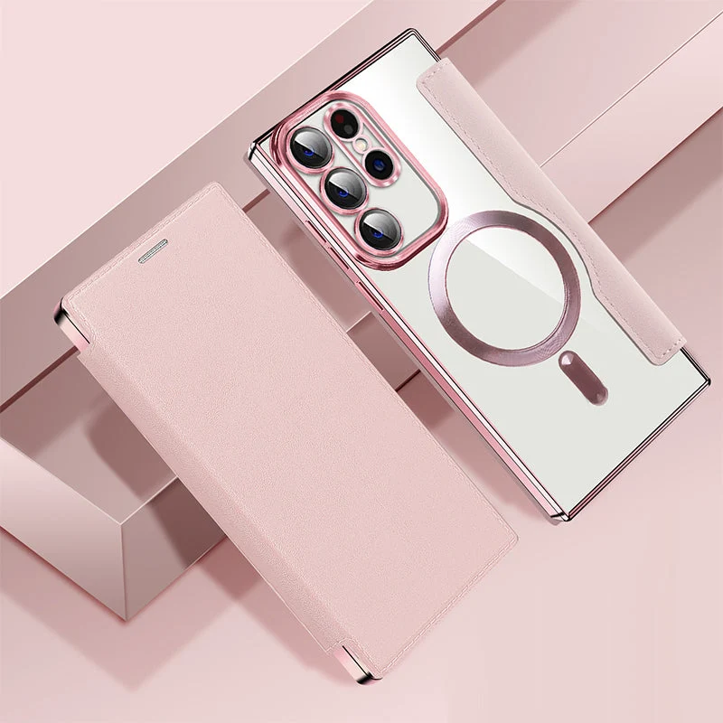 Magnetische Samsung Flip-Hülle | Lederoptik mit Kartenfach