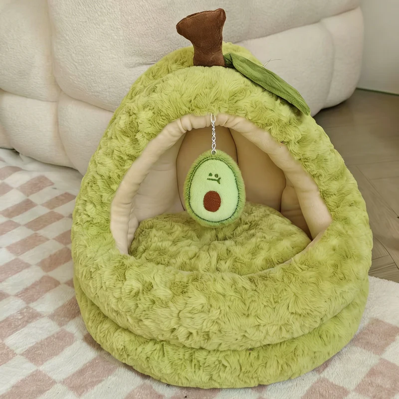 Gemütliches Avocado-Höhlen-Hundebett