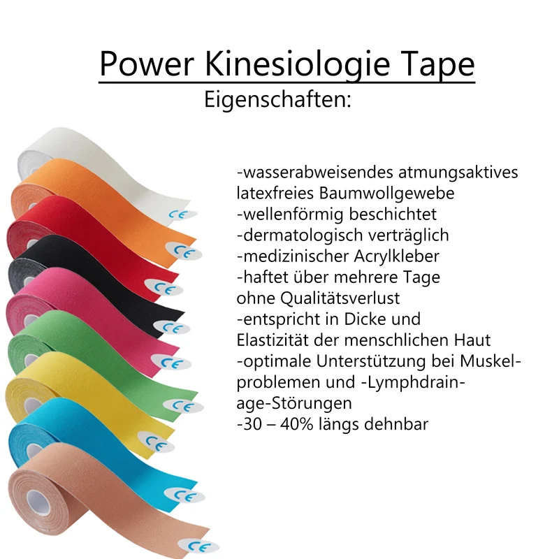 Medicalcorner24 Power Kinesiologie Tape, 5 cm x 5 m, 6 Rollen in 6 verschiedenen Farben