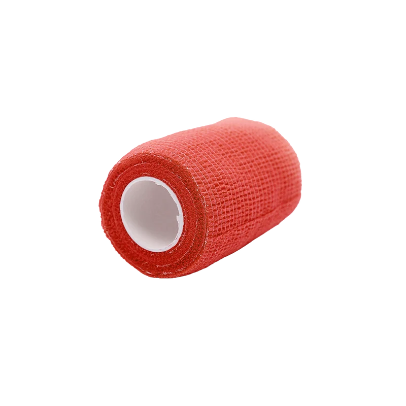 Medicalcorner24 Vliesbandage selbsthaftend rot 12 Rollen 7,5 cm × 4,5 m