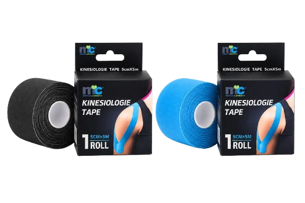 Medicalcorner24 Kinesiologie Tape Set blau und schwarz 5 cm × 5 m latexfrei