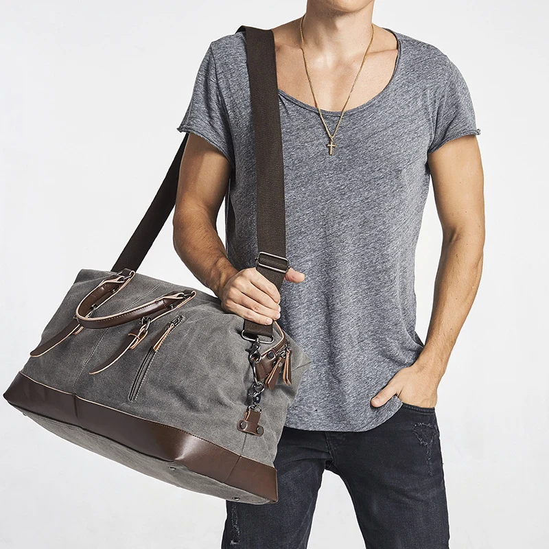 Geräumige Reisetasche aus robustem Canvas und Leder Skanto