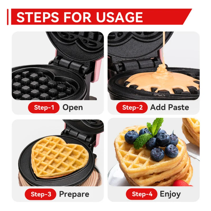 Herzförmiger Mini-Waffelautomat Skanto
