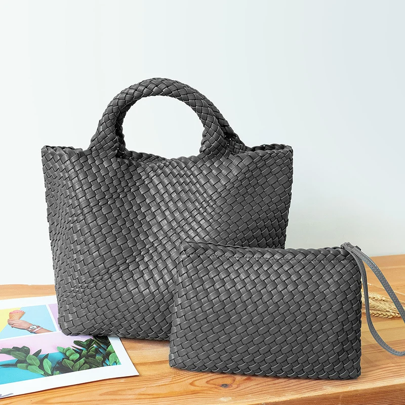 Elegante gewebte Handtasche mit abnehmbarer Clutch Skanto