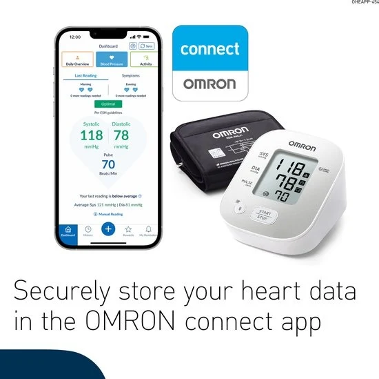 OMRON X2 Smart PLUS Bloeddrukmeter Bovenarm- Blood Pressure Monitor met Hartslagmeter ‚Äì Onregelmatige Hartslag - Klinisch Gevalideerd - met Mobiele App - 22 tot 42 cm Manchet