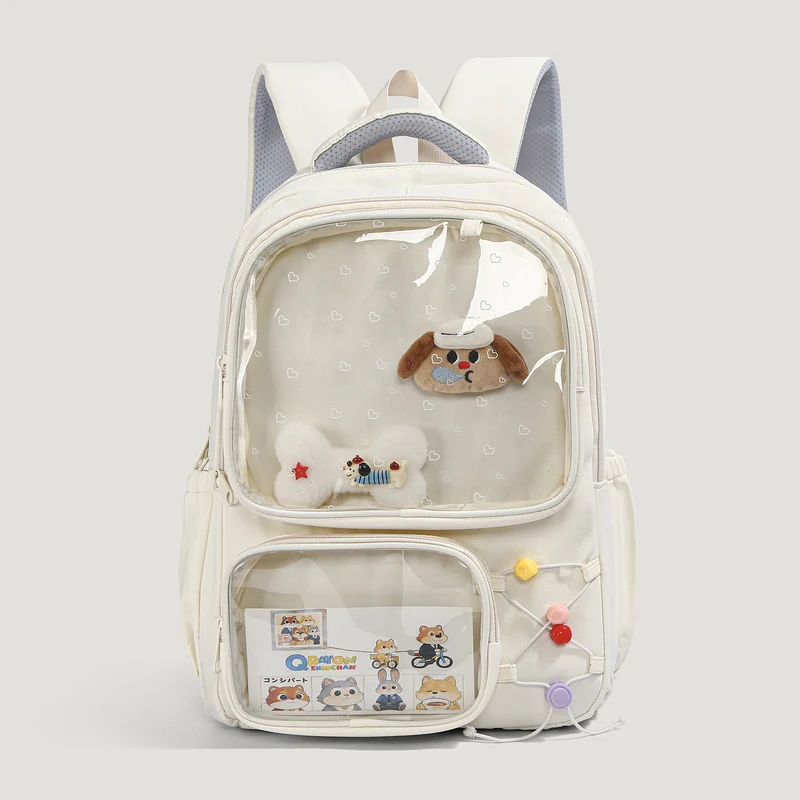 Niedlicher transparenter Schulrucksack mit Charakter-Motiv