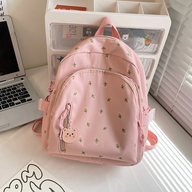 Lässiger Schulrucksack mit Blumenmuster