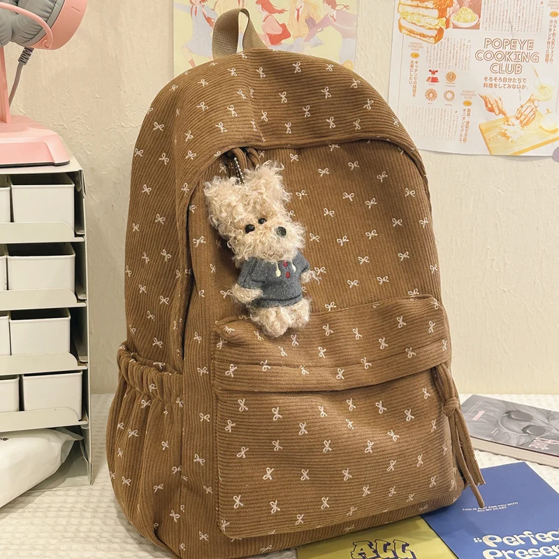 Charmanter Cord-Schulrucksack mit Schleife