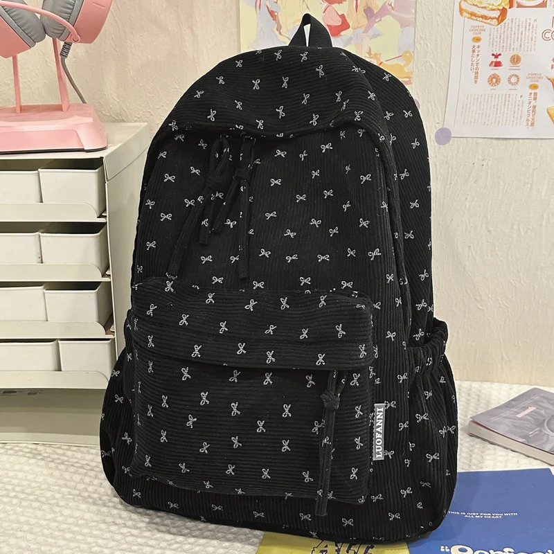 Charmanter Cord-Schulrucksack mit Schleife