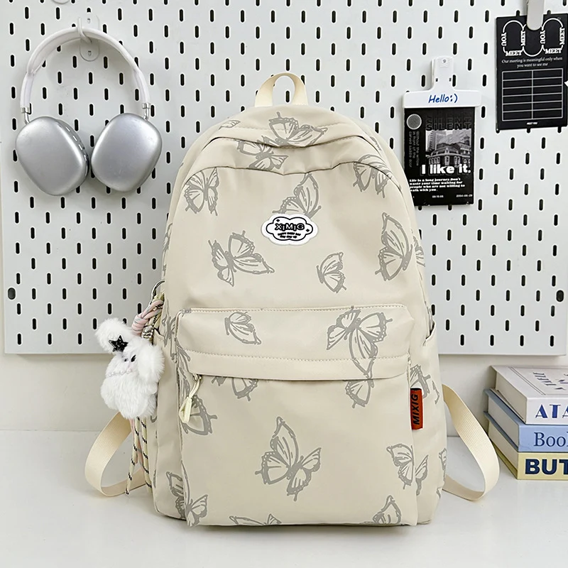 Lässiger Schulrucksack mit Schmetterlings-Print