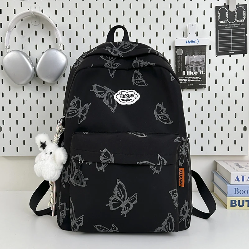 Lässiger Schulrucksack mit Schmetterlings-Print
