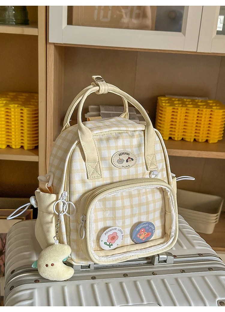 Niedlicher karierter Mini-Schulrucksack