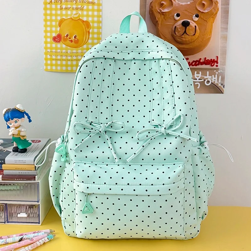 K Lässige Schultasche mit Polka-Dot-Muster