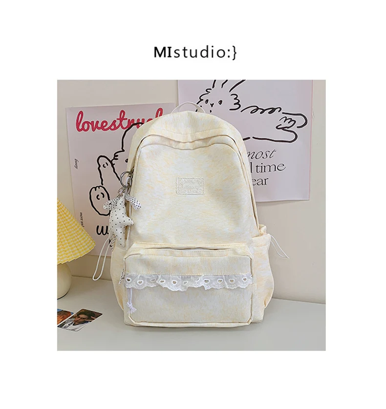 Niedlicher Freizeit-Schulrucksack mit Spitzenbesatz