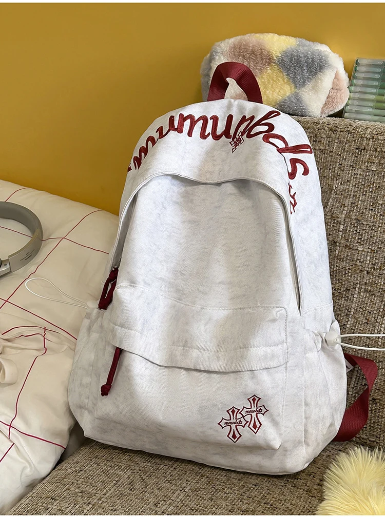 Lässiger Canvas-Schulrucksack mit vielen Fächern