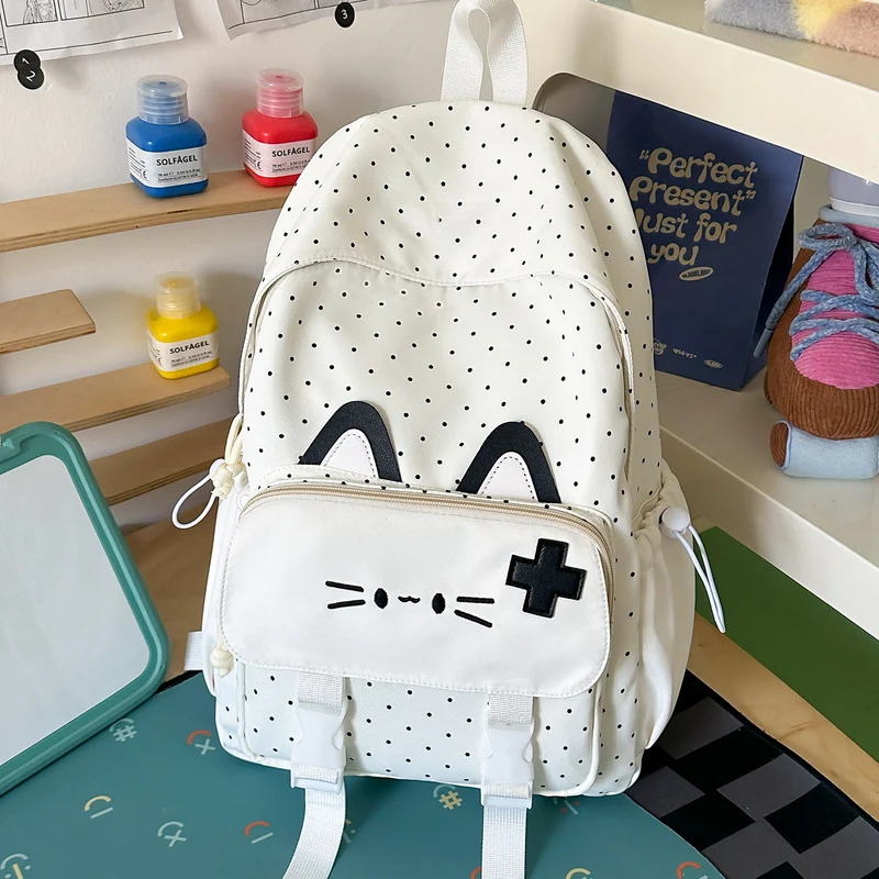 Niedlicher, strapazierfähiger Schulrucksack mit Katzenmotiv