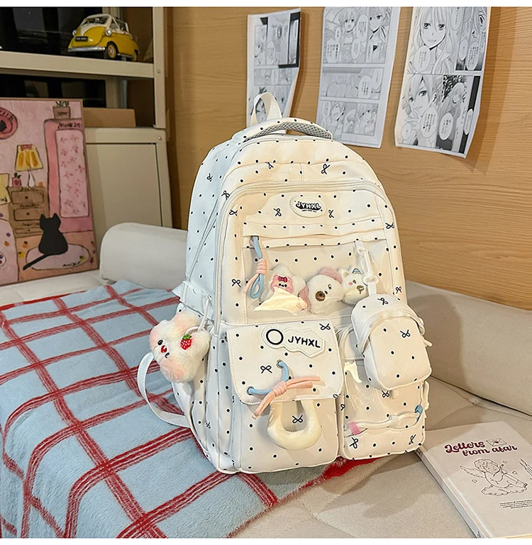 Transparenter Schulrucksack mit mehreren Fächern