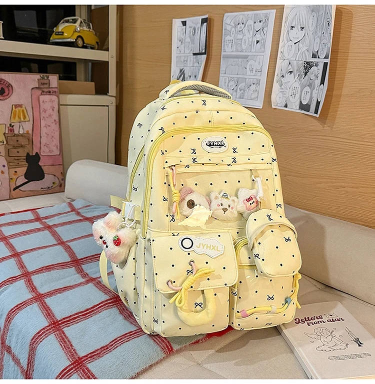Transparenter Schulrucksack mit mehreren Fächern