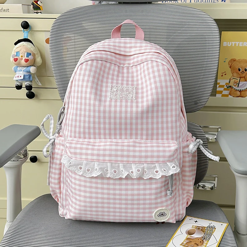 Charmanter Schulrucksack mit Vichy-Muster