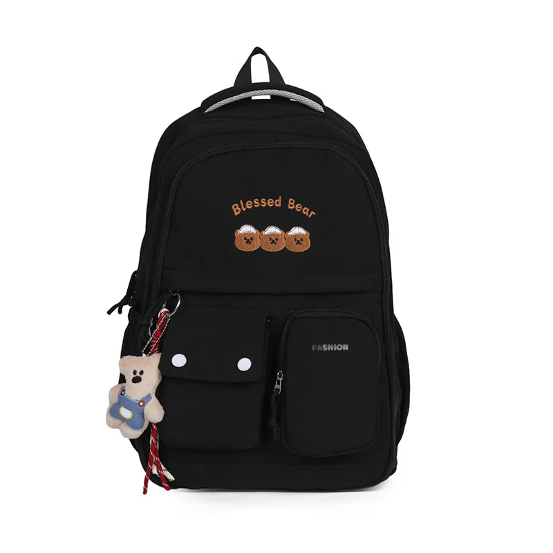 Lässiger Schulrucksack mit Bären-Applikation
