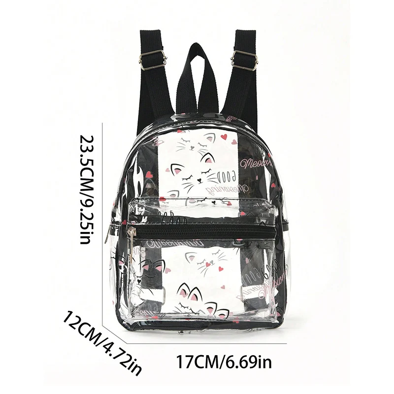 Transparenter Damenrucksack mit Katzenmotiv Skanto