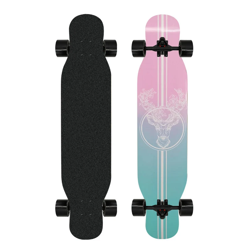 Longboard Skanto mit künstlerischem Löwen-Emblem
