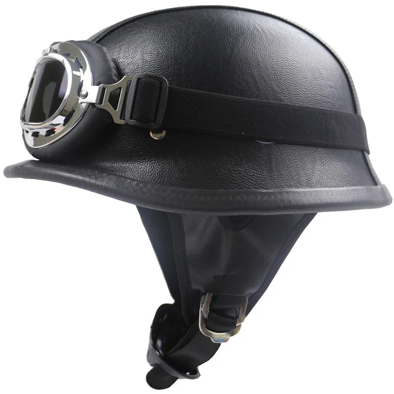 Motorradhelm im Vintage-Stil mit integrierter Brille Skanto